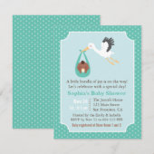 コウテンチョウが黒人の赤ちゃん男の子を出産！お祝いのシャワーパーティ 招待状 (正面/裏面)