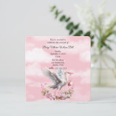 コウテンチョウのピンクの女の子の赤ちゃん 招待状 (スタンド正面)