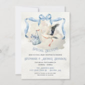 コウテンチョウのベビーシャワーリボン弓特別配達 招待状 (正面)