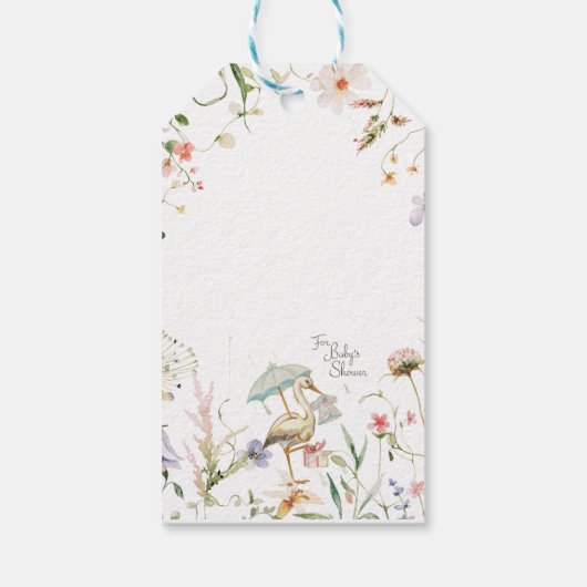 コウテンチョウのワイルドフラワーリボン ベビーシャワー ギフトタグ (裏面)
