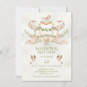 コウテンチョウの紋章ウォーターカラーベビーシャワー 招待状 (正面)