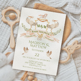 コウテンチョウの紋章ウォーターカラーベビーシャワー 招待状