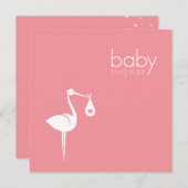 コウテンチョウ出産おめでとう ピンクのベビーシャワー招待状 招待状 (正面/裏面)