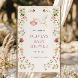 コウテンチョウ出産 ピンクの女の子 ベビーシャワー ウェルカム 横断幕