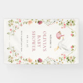 コウテンチョウ出産 ピンクの女の子 ベビーシャワー ウェルカム 横断幕 (横)