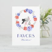 コウテンチョウ ブルー レッド フラワーベビーシャワー フェイバー テーブルサイン 招待状 (スタンド正面)