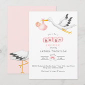 コウテンチョウ | 水彩 赤ちゃん 女の子 シャワー 招待状 (正面/裏面)