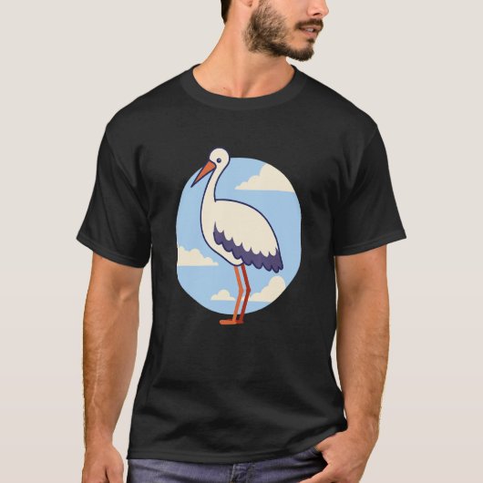 コウノトリかわいい白いコウノトリ男性への女と Tシャツ (正面)