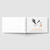 コウノトリが白い赤ちゃんシャワー ゲストブック (全面)