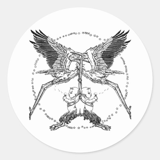 コウノトリとサティエ ラウンドシール (正面)