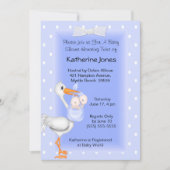 コウノトリとツイン・ボーイズ・シャワー招待状 招待状 (正面)