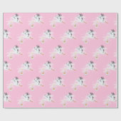 コウノトリとベビーオンピンク ラッピングペーパー (フラット)