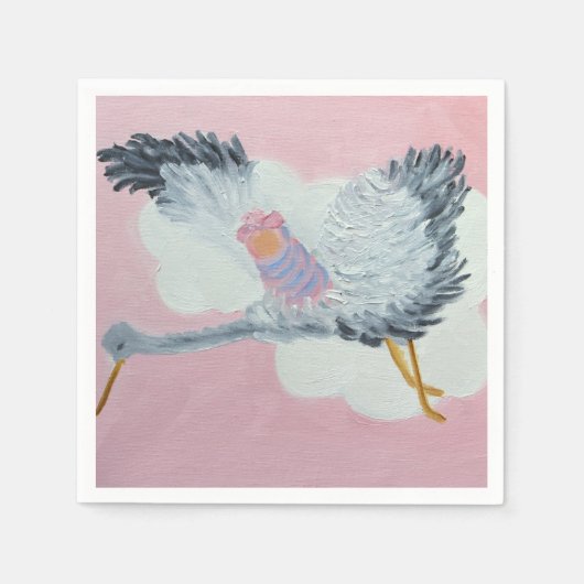コウノトリとベビーガールカクテルナプキンス スタンダードカクテルナプキン (正面)