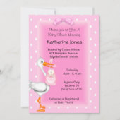 コウノトリとベビーガールシャワー招待状 招待状 (正面)