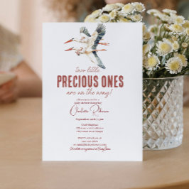 コウノトリと双子の赤ちゃんシャワー 招待状