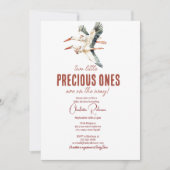 コウノトリと双子の赤ちゃんシャワー 招待状 (正面)