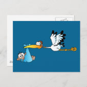 コウノトリと男の赤ちゃんアフリカ系アメリカ ポストカード (正面/裏面)