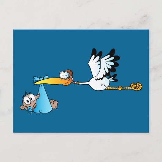 コウノトリと男の赤ちゃんアフリカ系アメリカ ポストカード (正面)