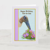 コウノトリと花を使った義理の誕生日カード カード (正面)