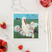 コウノトリのツイン男の赤ちゃんシャワー スタンダードカクテルナプキン (インサイチュ)