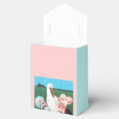 コウノトリのツイン赤ちゃんシャワーブルージェムストーンモノグラム フェイバーボックス (オープン)