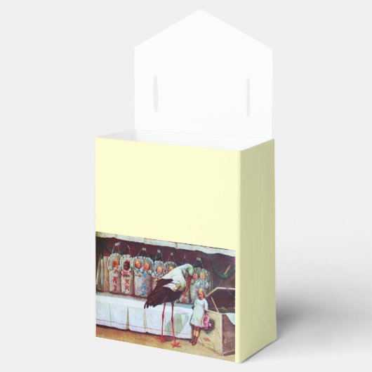 コウノトリのツイン赤ちゃんシャワーホワイトジェムモノグラム フェイバーボックス (オープン)