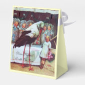 コウノトリのツイン赤ちゃんシャワーホワイトジェムモノグラム フェイバーボックス (裏面サイド)