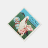 コウノトリのツイン赤ちゃんシャワー スタンダードカクテルナプキン (角)