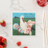 コウノトリのツイン赤ちゃんシャワー スタンダードカクテルナプキン (インサイチュ)