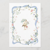 コウノトリのワイルドフラワーリボンと弓ベビーシャワー メニュー (裏面)