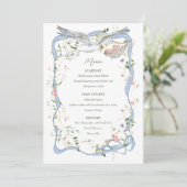 コウノトリのワイルドフラワーリボンと弓ベビーシャワー メニュー (スタンド正面)