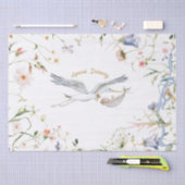 コウノトリのワイルドフラワーリボンベビーシャワー 薄葉紙 (クラフト)