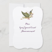 コウノトリの女の子のベビーシャワー、シルバーメタリック 招待状 (裏面)