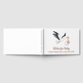 コウノトリの白い赤ちゃんシャワー箔 ゲストブック (全面)