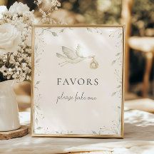 コウノトリの緑の赤ちゃんシャワーの好意サイン