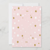 コウノトリの花、星の赤ちゃんシャワー 招待状 (裏面)