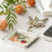 コウノトリの赤ちゃん女の子シャワー宝石モノグラム キーホルダー (側面)