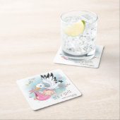 *~*コウノトリの赤ん坊の鳥が花の赤ちゃんシャワー スクエアペーパーコースター (インサイチュ)