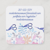 コウノトリはさみ裁縫 スクエア名刺 (裏面)