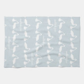 コウノトリパーソナライズされたコ柄ベビーブルーキッチンタオル キッチンタオル (横)