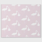 コウノトリピンクの女の子ベビシャワーラッピング紙 ラッピングペーパー (フラット)