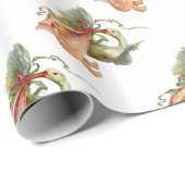 コウノトリピンク白い赤ちゃんガールシャワー ラッピングペーパー (ロールコーナー)