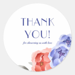 ..コウノトリフローラ水の色ベビーシャワーありがとう ラウンドシール