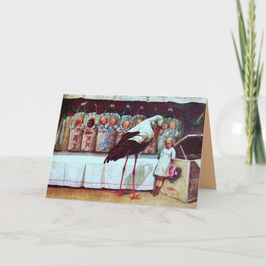 コウノトリベビーシャワー新生児 サンキューカード (正面)