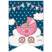 コウノトリベビーズピンクとブルーのベビーシャワー バンティングフラッグ (第1の旗)