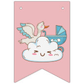 コウノトリベビーズピンクとブルーのベビーシャワー バンティングフラッグ (第3の旗)