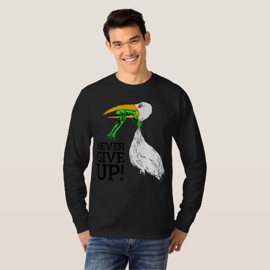 コウノトリ与えやカエルのプレミアムを決してアップしない Tシャツ (正面フル)