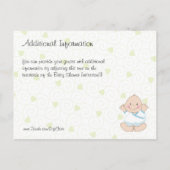 コウノトリ付き男の赤ちゃんのベビーシャワー招待状 インビテーションポストカード (裏面)