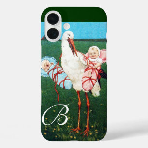 コウノトリ双児シャワーモノグラム iPhone 16 PLUSケース