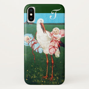 コウノトリ双児シャワーモノグラム iPhone X ケース